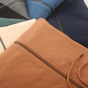 Sweat-shirt à capuche camouflage rétro américain pour hommes coupe ample haut en coton tricoté fermeture éclair solide noir décontracté Style automne - Product Image 6