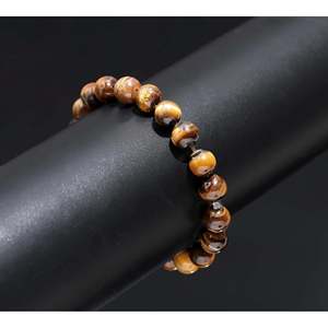 Tiger's Eye Natural Smooth Round Gemstone <b>Beaded</b> <b>Bracelet</b> Ball Shape Pattern - Product Image 4