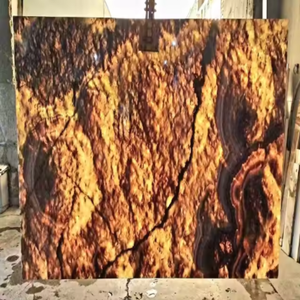 Dalles de marbre rouge feu doré, panneaux en pierre semi-précieuse onyx - Product Image 2
