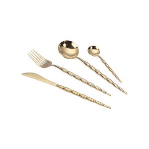Juego de cubiertos de acero inoxidable de diseño moderno, pulido de espejo, cubiertos dorados, mango de fantasía, cubiertos chapados en plata, sostenibles - Product Image 1