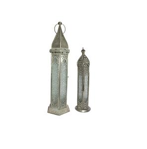 Lanterne suspendue en fer de conception fantaisie de qualité supérieure avec bougeoir ajusté en verre de couleur personnalisée pour la décoration de la maison - Product Image 6