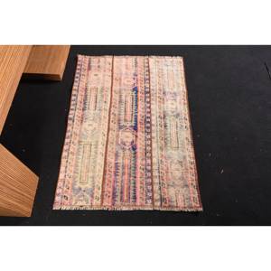 Elegante alfombra de área Kilim turca Vintage de 2,5x3,5 pies, acogedora lana Beige con patrón de retazos, decoración de tejido plano, adición para pasillo - Product Image 1