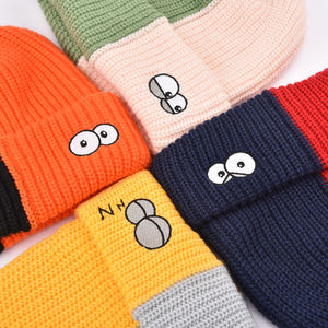 Bonnet tricoté en acrylique doublé de satin double couche 100% laine Bonnet de crâne d'hiver pour le cyclisme Alpinisme Bonnets d'hiver bicolores en tricot - Product Image 4