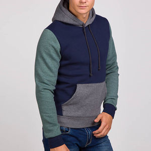 Sudadera con capucha de lana de algodón 100% informal para hombre, nuevo diseño, colores de empalme, ropa de entrenamiento de manga larga para correr para deportes de invierno - Product Image 2
