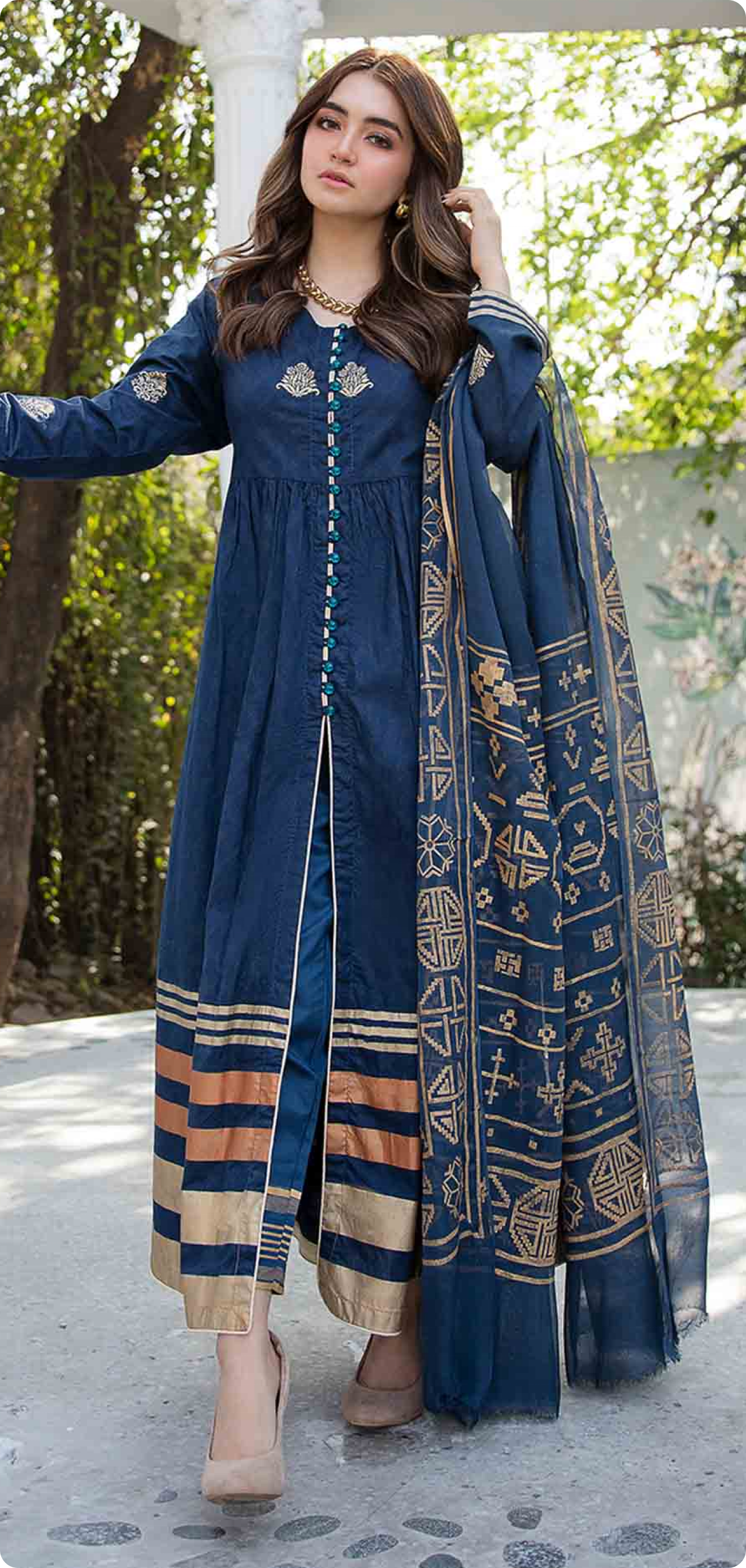 open lace back dress Brown Color Party Wear Readymade Pakistani Salwar Suits with Pant & Du –  fashionnaari main image 1