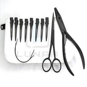 Mejor para el estilista Kit de cuero de PVC blanco Embalaje Kit de herramientas de extensión de cabello en color negro mate - Product Image 2