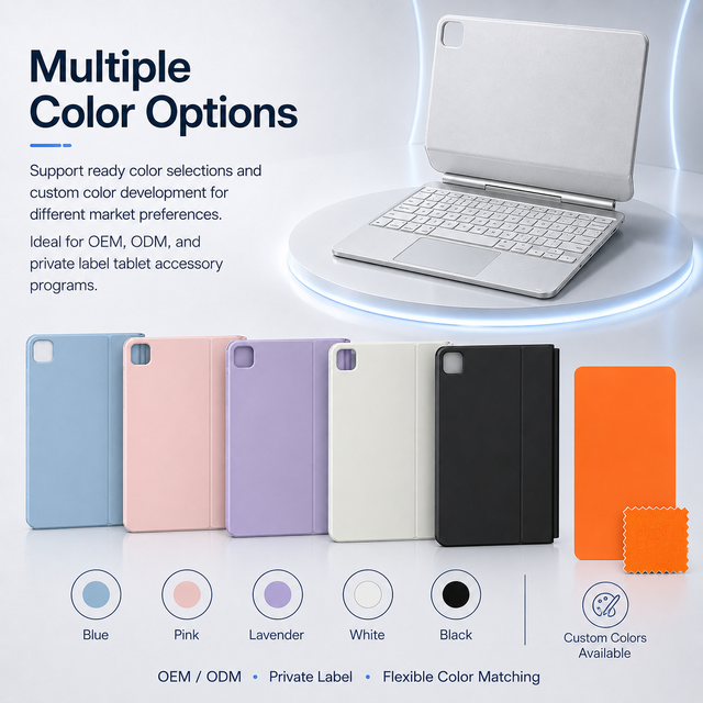 Custom Tablet Keyboard Case Ultra Slim Metal Folio Cover With Detachable Magnetic Dock and Quiet Scissor Keys for Daily Work
