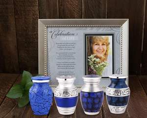 <b>Small</b> Keepsake <b>Urns</b> | <b>for</b> <b>Human</b> <b>Ashes</b> or Pet <b>Ashes</b> | Heavenly Peace Dark Blue Mini <b>Urn</b> Set of 4 | 3" Tall <b>Urns</b> & 4 Individual - Product Image 3