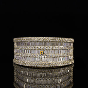 Bague tendance en argent sterling 925, hip-hop, brillant, taille baguette, 4 carats, diamants de laboratoire, sertis en canal, plaqué rhodium - Product Image 4