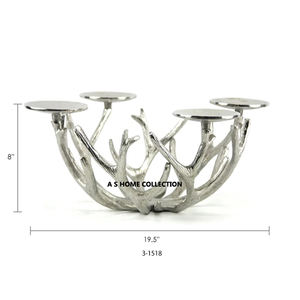 Accueil 2024 Nouveau Design Forme de Seau Plaqué Argent Antler Design 4 Bras Tabletop Wedding Use T Light Candle Holder Centerpieces - Product Image 1