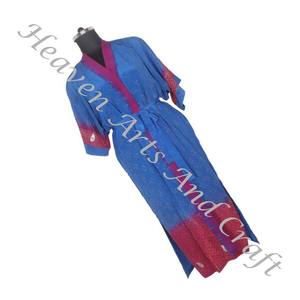 KL014 2024 printemps femmes Vintage Sari Kimono à manches longues élégant Multi couleur vêtements de plage longue Vintage soie Vintage Sari Kimono - Product Image 5