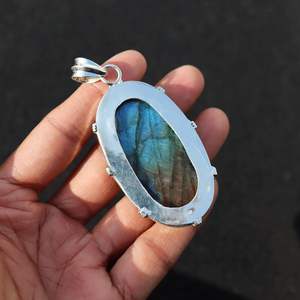 Colgante clásico de Plata de Ley 925, dijes finos con piedras preciosas de labradorita para fiestas y regalos - Product Image 3