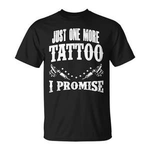 Camiseta Promocional de Color con Diseño de Tatuaje Rockabilly 'Just One More' con Promesa - Product Image 1