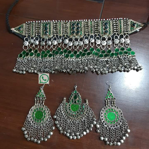 Bijoux de mode indiens fabriqués à la main Tribal Kutch Afghani ensembles de bijoux Kuchi Tribal Vintage collier boucles d'oreille bijoux pour femmes - Product Image 4