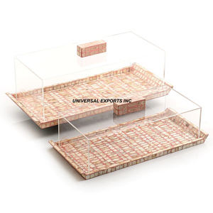 Plateau de service Rectangle en bois avec couvercle en acrylique Vente chaude Plateau de chocolat en bois nacré de table de luxe - Product Image 6