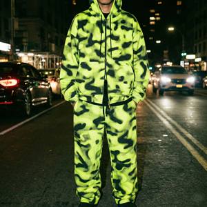 Ensemble de survêtement à capuche deux pièces pour homme, coupe ample, 100% coton, écologique, imprimé numérique délavé à l'acide, style vintage tendance 2026, Hip Hop - Product Image 1