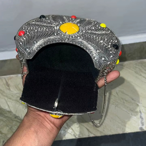 Exclusive Designer Handcrafted Crystal & Metal Evening <b>Clutch</b> And Stone with Exquisite Detailing Luxurious Accessory for Women - Product Image 4