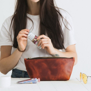 Neceser de Maquillaje de Cuero Genuino para Mujer, Bolsa de Viaje de Cuero Marrón Personalizada, Kit de Aseo, Organizador de Viaje - Product Image 2