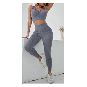 Ropa deportiva sin costuras con logotipo personalizado, conjunto de ropa para Yoga, gimnasio, dos piezas - Product Image 5