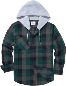 Sudadera con Capucha a Cuadros para Hombre, Sudadera de Moda con Estampado de Cuadros de Búfalo, Camisa de Franela a Cuadros con Capucha y Bolsillos de Manga Larga para Hombre, Primavera y Otoño - Product Image 2