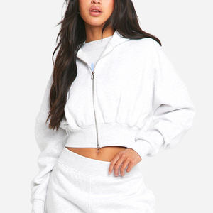 Sudadera con capucha corta personalizada para mujer, sudadera con capucha corta al por mayor, tejido polar suave de primera calidad - Product Image 6