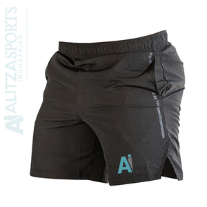 Shorts de sport et de football pour hommes en tissu de toile imprimé respirant à taille mi-haute avec poches, élasthanne/coton - Product Image 2