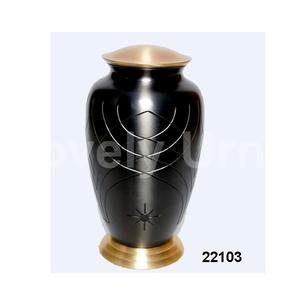 Urna de adulto de cremación de latón negro para cenizas humanas Bolsa de terciopelo gratis - Product Image 1