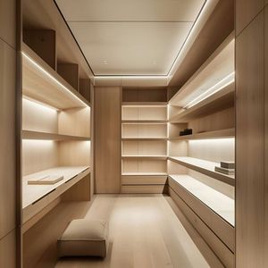 Système de <span class=keywords><strong>dressing</strong></span> moderne et écologique avec éclairage LED, étagères entièrement réglables, grande capacité de rangement pour chambre à coucher et hôtel - Product Image 2