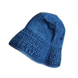 Yıkanmış Denim kova şapka erkek ve kadın yaz Visor açık şapkalar için büyük ağız tarzı mavi kot kova şapka ile Unisex