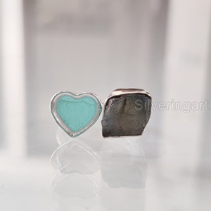 Anillo de Piedra Natural para Mujer, Anillo de Labradorita Natural en Bruto, Anillo de Corazón Navideño, Joyería Hecha a Mano, Anillo de Plata de Ley 925 - Product Image 3