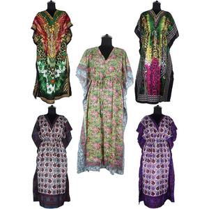 Plain Dress Silk Beach Resort Wear Batik Long <b>Kaftan</b> Plus Size Women's Sleepwear - Product Image 6