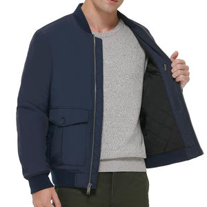 Blouson aviateur à la mode pour hommes, couleur unie, polyester, col montant, vestes avec poches à la main pour hommes, veste avec logo personnalisé pour hommes - Product Image 5
