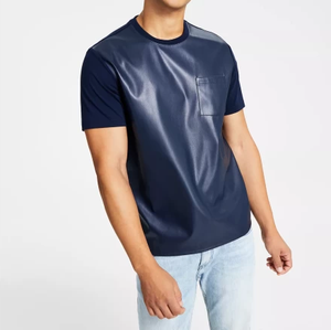 เสื้อยืดหนังแท้แบรนด์ส่วนตัวสำหรับผู้ชาย ปักโลโก้ตามสั่ง แขนปกติ หนังเรียบ ทรงปกติ ผ้าแคนวาส ระบายอากาศได้ดี - Product Image 4