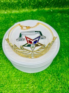 Couronne maçonnique OES Grand Matron en strass dorés, réglable, cinq couleurs, étoiles, styles haut de gamme - Product Image 5