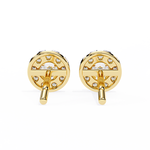 14K สีเหลืองสีขาวทองตุ้มหูตุ้มหูเพชรธรรมชาติประดับเพชรธรรมชาติการตั้งค่าง่ามคลาสสิกสำหรับงานหมั้นงานแต่งงาน - Product Image 5