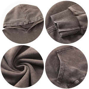 Precio al por mayor de algodón de los hombres de peso pesado ácido lavado pulóver sudaderas con capucha diseño único de gran tamaño ropa superior sudaderas con capucha de moda - Product Image 6
