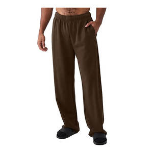 Pantalones de hombre de algodón pesado lavado con pantalones de chándal apilados con logotipo personalizado de retazos acampanados OEM Factory Direct Jogger Wear - Product Image 6