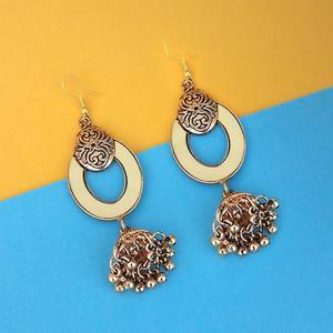 Jhumki ต่างหูชุบทองแบบโบราณต่างหูชนเผ่าและห่วงสำหรับปาร์ตี้พร้อม1314952B มุก - Product Image 1