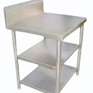 Table de travail rectangulaire en acier inoxydable robuste SS 304, 3 niveaux avec étagère inférieure et dosseret, équipement de cuisine commerciale - Product Image 1