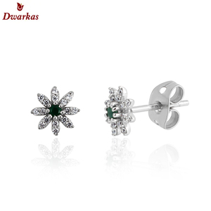 ต่างหูพลอยเพทายพลอยสีเขียวสตั๊ดเงิน925ทันสมัย - Product Image 1