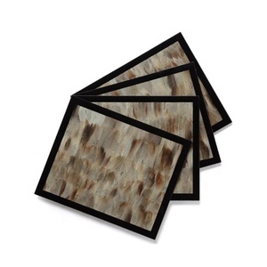 Bold Brown Border Super Quality Eco Heat Resistant Embroidered Cloth Linen 100% Organic Cotton Dining Wedding <b>Kitchen</b> <b>Table</b> Mats - Product Image 5