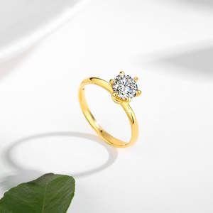 Luxe fait à la main pierres précieuses fines or 18K 14K creux 1 carat diamant bijoux de mariage femmes bague Moissanite - Product Image 3