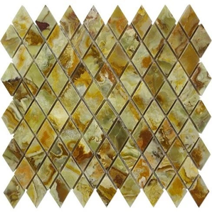 Multi Green Onyx Collection Natural Stone, Multi Green Onyx Polished Mosaics Mesh Tiles, Tuile d'onyx vert foncé - Product Image 2