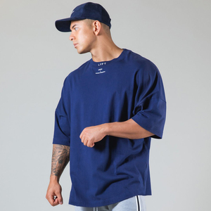 Nouveau T-shirt de course surdimensionné pour homme, T-shirt de sport décontracté en coton à manches courtes pour la musculation et le fitness, T-shirt de sport de rue pour homme - Product Image 5