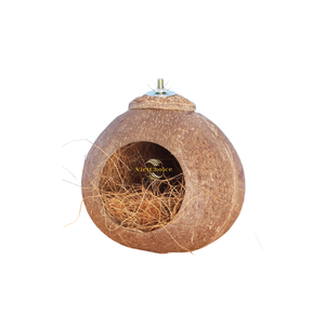 Nichoir pour oiseaux en noix de coco VietChoice, fait à la main, écologique, durable, rond, pour animaux de compagnie d'intérieur, pour perroquets - Product Image 5