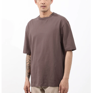 T-shirt d'été en coton élasthanne personnalisé grande taille respirant surdimensionné pour hommes épaule tombante col rond Design vierge BD - Product Image 3