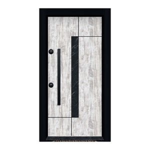 Porte d'entrée en bois moderne et élégante avec des panneaux géométriques contemporains pour les maisons de luxe - Product Image 5