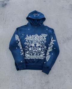 Vente en gros de pulls à capuche en polaire surdimensionnés personnalisés, logo sérigraphié en soie délavé à l'acide, épaules tombantes, strass 100% coton - Product Image 6