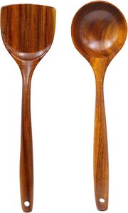 Cuchara para servir de madera de Acacia, accesorios de cocina de madera de alta calidad, cuchara para servir y espátula, 2022 - Product Image 4
