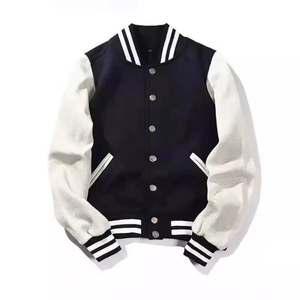 Chaqueta de bombardero de béisbol personalizada de alta calidad OEM para hombre, parche bordado de letras universitarias, lona de cuero corta de talla grande - Product Image 6